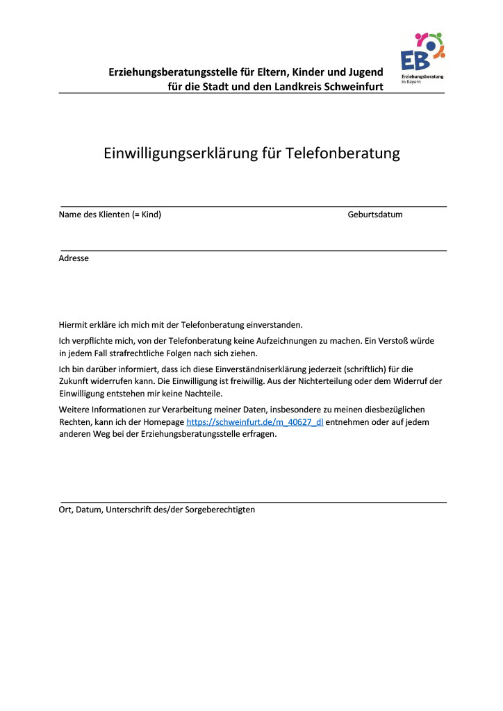 Einwilligungserklaerung für Telefonberatung